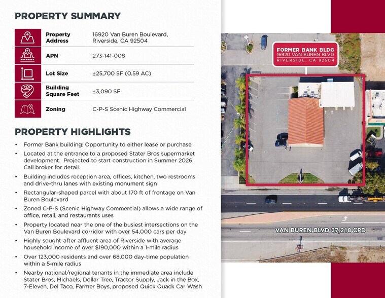 More Photos Of 16920 Van Buren Blvd, Riverside Bank For Sale