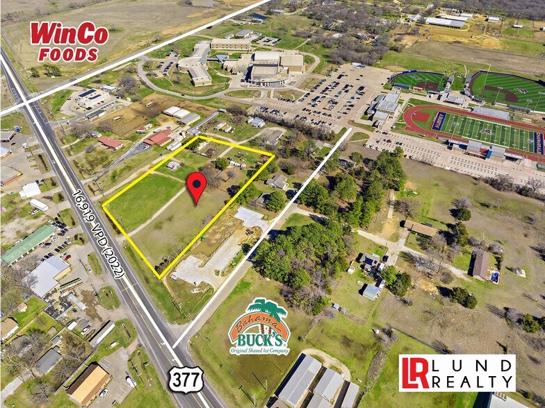 More Photos Of US 377 -3 AC | ON SEWER | COMMERCIAL | 3 LOTS, Aubrey Land For Sale