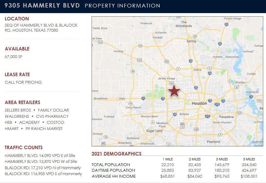 Primary Photo Of 9305 Hammerly Blvd, Houston Freestanding For Lease