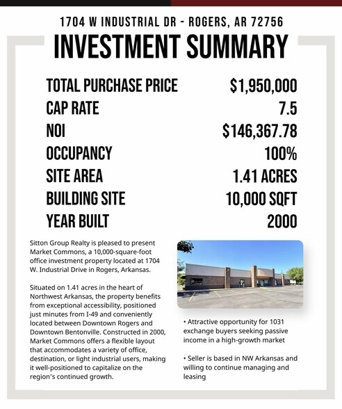 More Photos Of 1704 W Industrial Dr, Rogers Office For Sale