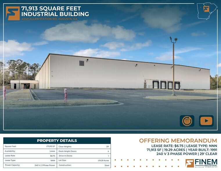 More Photos Of 4049 Allen Station Rd, Augusta Manufacturing For Lease