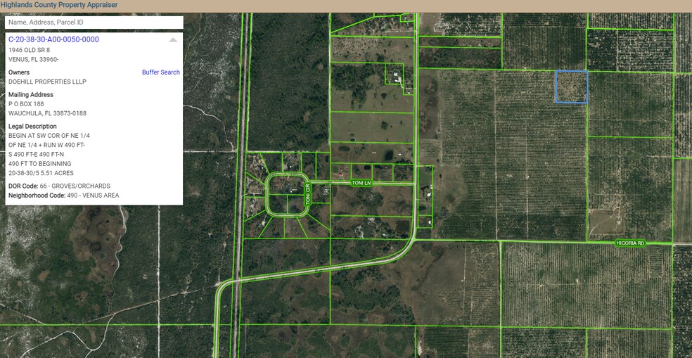 More Photos Of 1814 Old SR 8, Venus Land For Sale