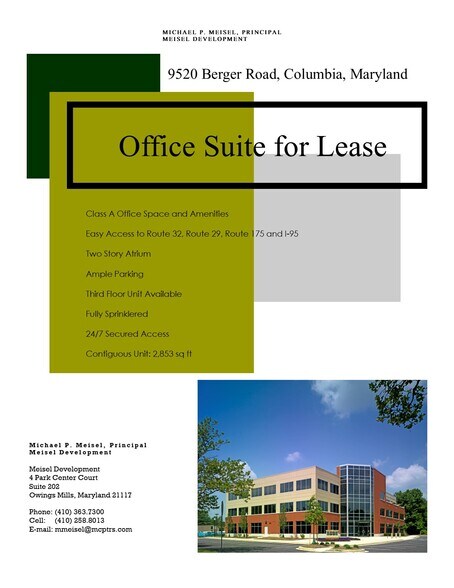 More Photos Of 9520 Berger Rd, Columbia Office For Lease