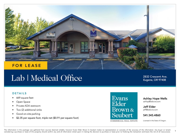 More Photos Of 2830-2832 Crescent Ave, Eugene Medical For Lease