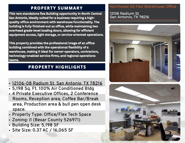 More Photos Of 12106-12108 Radium St, San Antonio Light Manufacturing For Lease