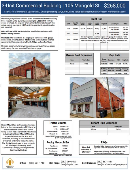 More Photos Of 105 Marigold St, Rocky Mount General Retail For Sale