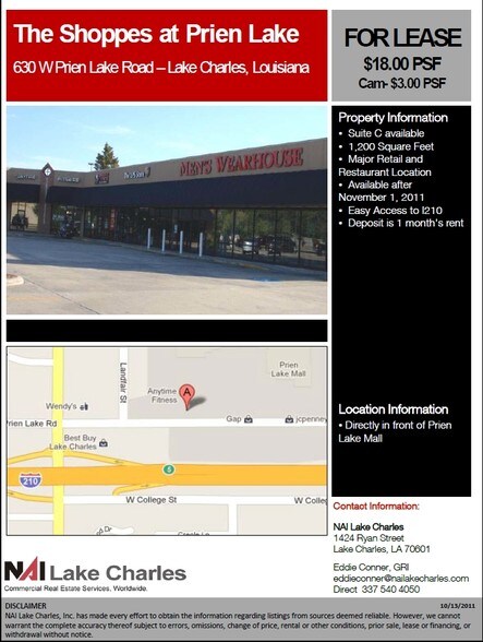 Primary Photo Of 630 W Prien Lake Rd, Lake Charles Storefront Retail Office For Sale