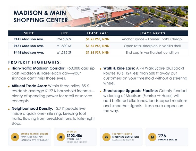 More Photos Of 9407-9417 Madison Ave, Orangevale Unknown For Lease