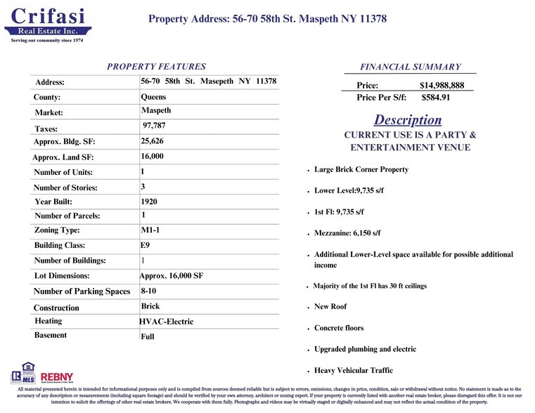 More Photos Of 5670 58th St, Flushing Specialty For Sale