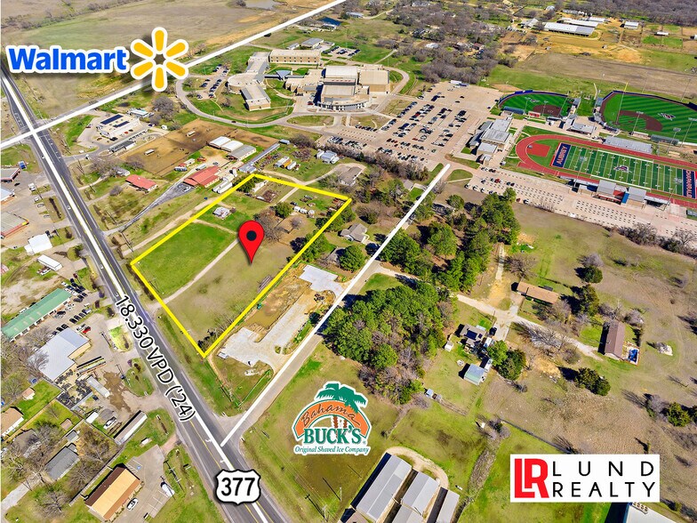 More Photos Of US 377 -3 AC | ON SEWER | COMMERCIAL | 3 LOTS, Aubrey Land For Sale