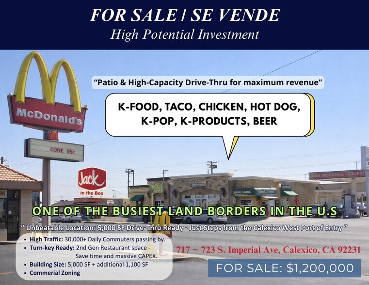 Primary Photo Of 717-723 S Imperial Ave, Calexico Fast Food For Sale