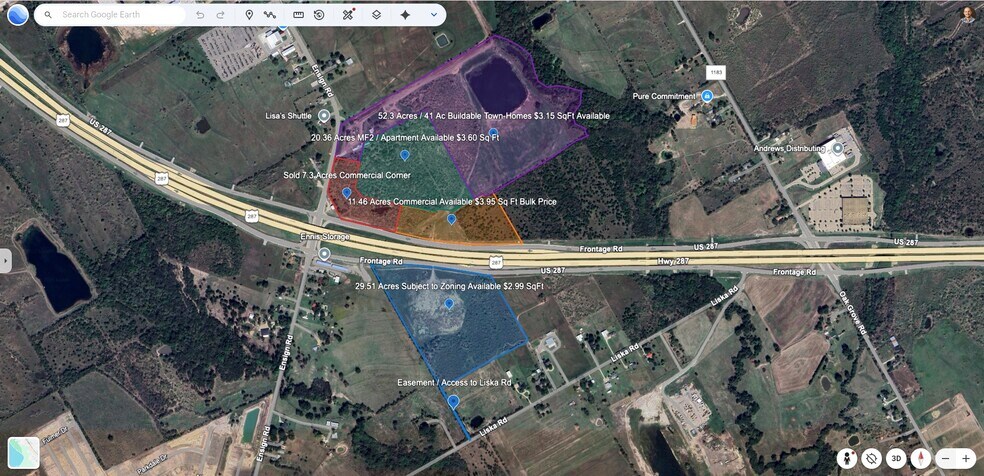 More Photos Of Ensign Road & Hwy 287, Ennis Land For Sale