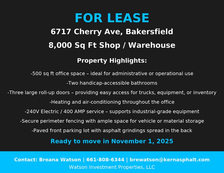 More Photos Of 6717 Cherry ave, Bakersfield Warehouse For Lease