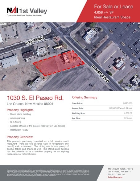 More Photos Of 1030 El Paseo Rd, Las Cruces Restaurant For Lease