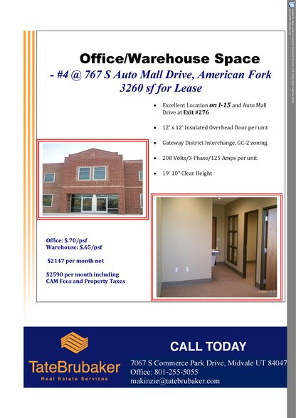 More Photos Of 767 S Auto Mall Dr, American Fork Warehouse For Lease