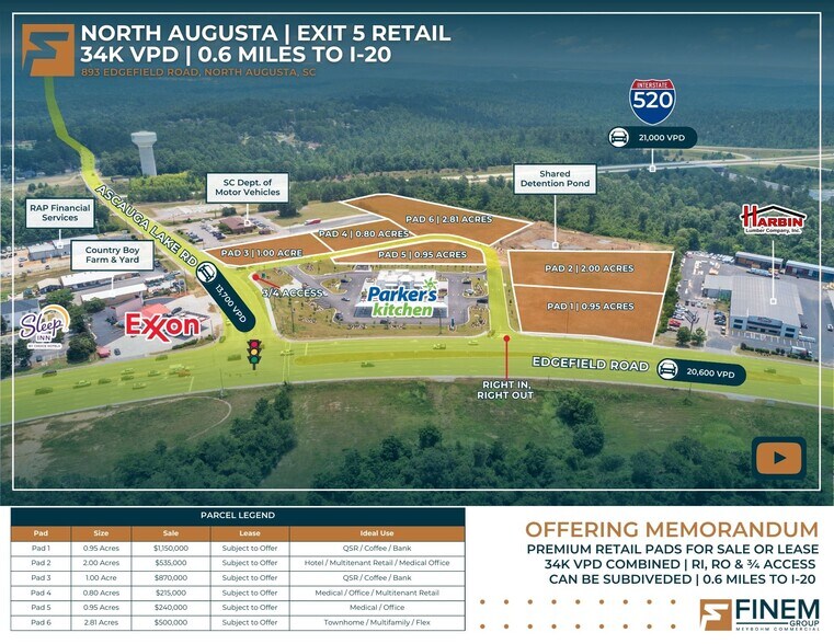 More Photos Of 893 Edgefield Rd, North Augusta Land For Lease