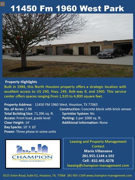 Primary Photo Of 11450 FM 1960 Rd W, Houston Warehouse For Lease