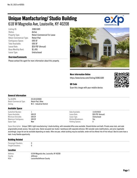 Primary Photo Of 618 W Magnolia Ave, Louisville Manufacturing For Lease