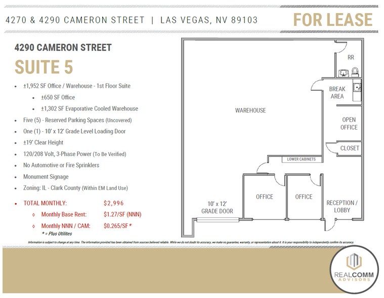 More Photos Of 4290 Cameron St, Las Vegas Unknown For Lease