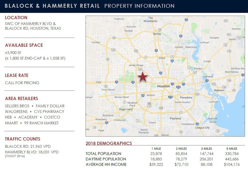 More Photos Of Swc Of Hammerly Boulevard & Blalock Rd, Houston General Retail For Lease