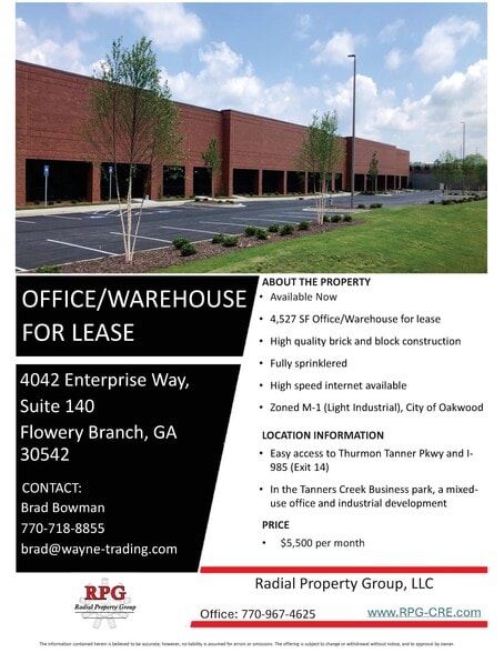 More Photos Of 4042 Enterprise Way, Flowery Branch Warehouse For Lease