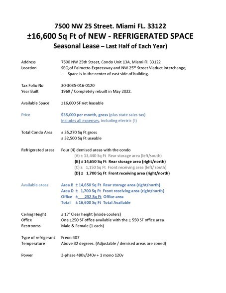 More Photos Of 7500 NW 25th St, Miami Refrigeration Cold Storage For Sale
