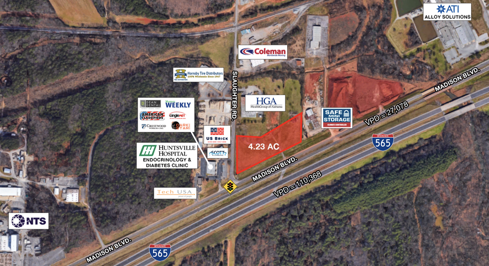 Primary Photo Of Slaughter Rd @ Madison Blvd, Huntsville Land For Lease