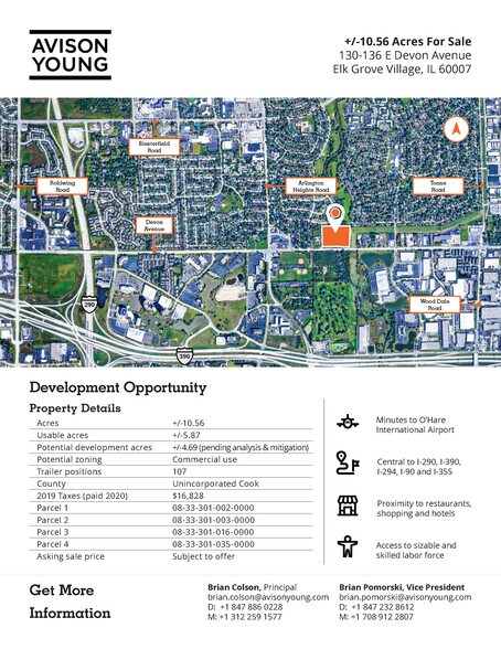 More Photos Of 132 Devon Avenue, Elk Grove Village Land For Sale