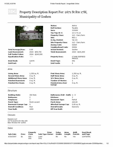 More Photos Of 2671 Route 17M, Goshen Land For Sale