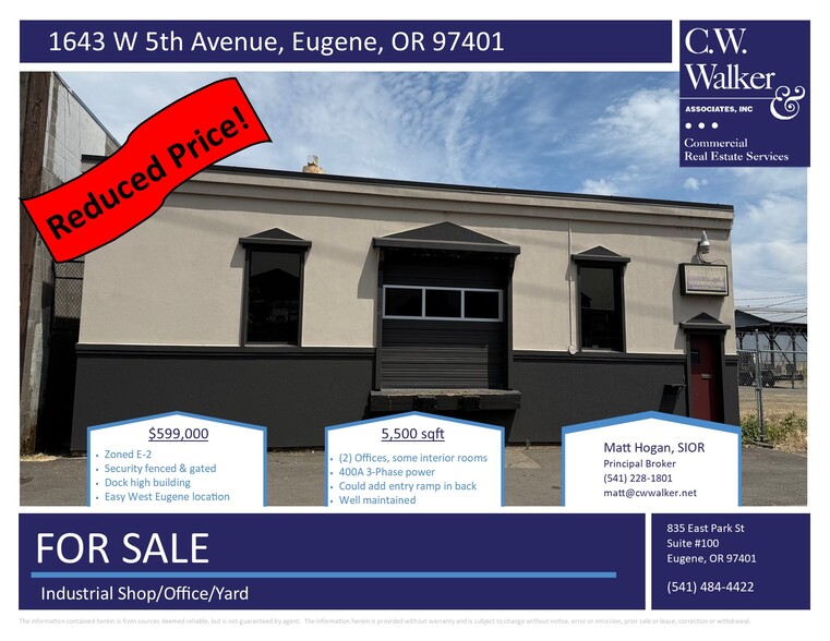 Primary Photo Of 1643 W 5th Ave, Eugene Light Manufacturing For Sale