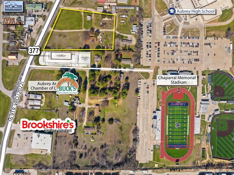 More Photos Of US 377 -3 AC | ON SEWER | COMMERCIAL | 3 LOTS, Aubrey Land For Sale