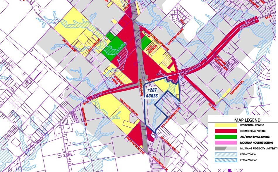 More Photos Of Southeast Corner of SH-130 & SH-21, Mustang Ridge Land For Sale
