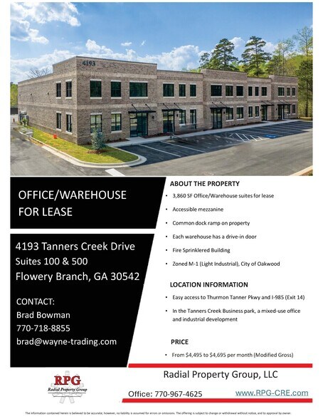 More Photos Of 4193 Tanners Creek Dr, Flowery Branch Warehouse For Lease