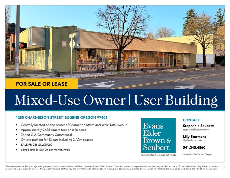More Photos Of 1280 Charnelton St, Eugene Storefront Retail Office For Lease