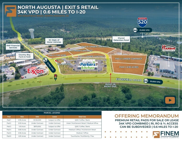More Photos Of 893 Edgefield Rd, North Augusta Land For Lease