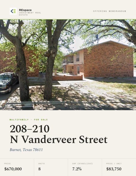 Primary Photo Of 208-210 N Vanderveer St, Burnet Apartments For Sale