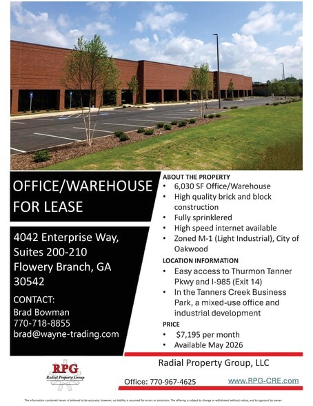 More Photos Of 4042 Enterprise Way, Flowery Branch Warehouse For Lease
