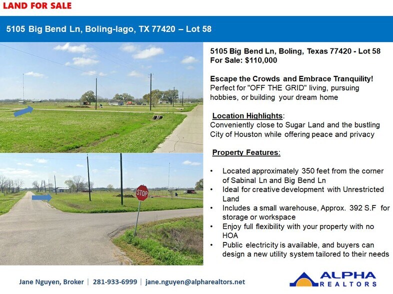 More Photos Of 5105 Big Bend Ln, Boling Land For Sale