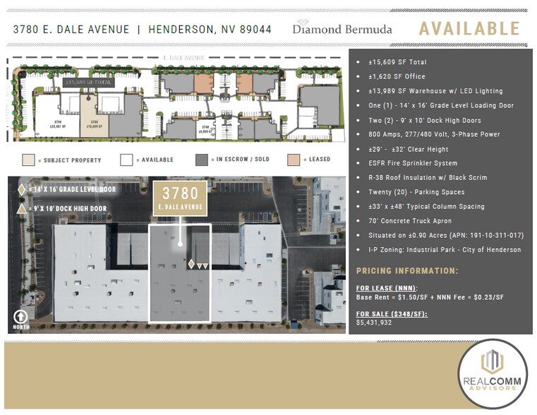 More Photos Of 3780 E Dale Ave, Henderson Warehouse For Lease