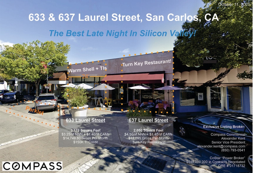 Primary Photo Of 633-637 Laurel St, San Carlos Restaurant For Lease