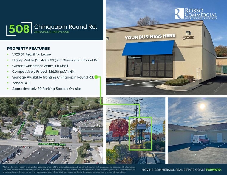 More Photos Of 508 Chinquapin Round Rd, Annapolis Storefront For Lease