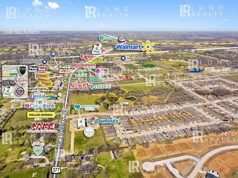 More Photos Of US 377 -3 AC | ON SEWER | COMMERCIAL | 3 LOTS, Aubrey Land For Sale