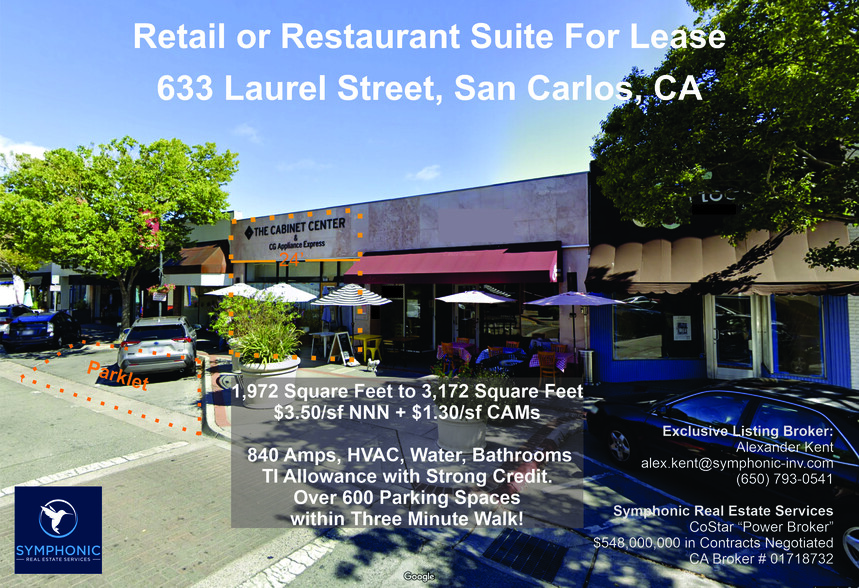 Primary Photo Of 633-637 Laurel St, San Carlos Restaurant For Lease