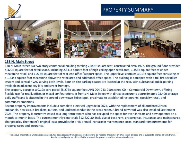 More Photos Of 138 N Main St, Sebastopol Storefront For Sale