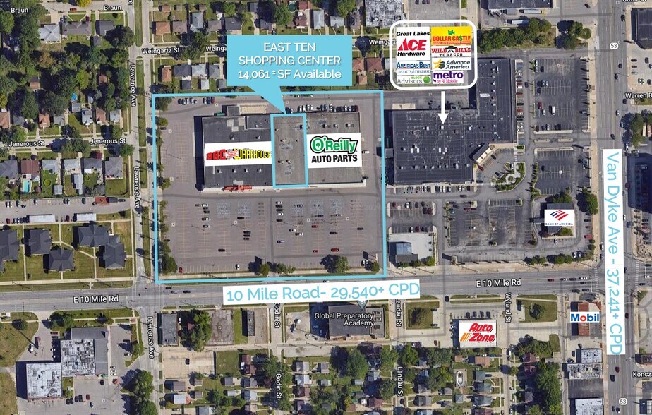 More Photos Of 7215-7423 E 10 Mile Rd, Center Line Storefront For Lease