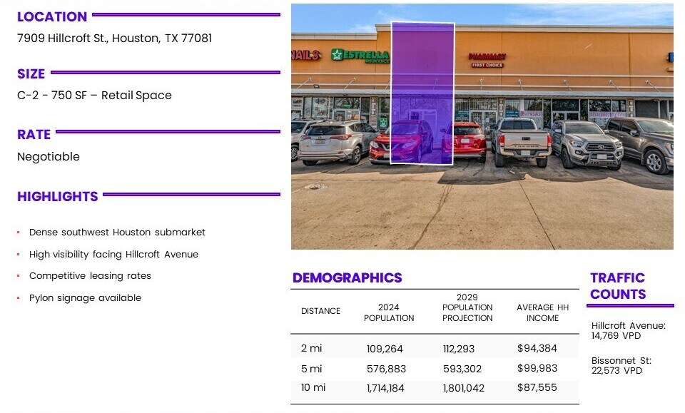 More Photos Of 7909 Hillcroft St, Houston Unknown For Lease