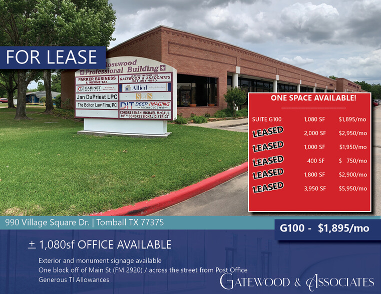 Primary Photo Of 990 Village Sq, Tomball Office For Lease