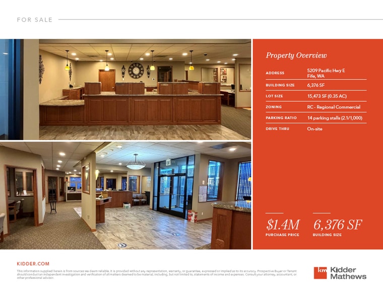More Photos Of 5209 Pacific Hwy E, Fife Bank For Sale