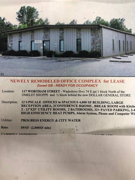 More Photos Of 117 Wortham St, Wadesboro Office Residential For Lease