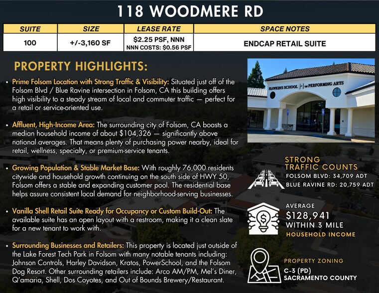 More Photos Of 118 Woodmere Rd, Folsom Freestanding For Lease